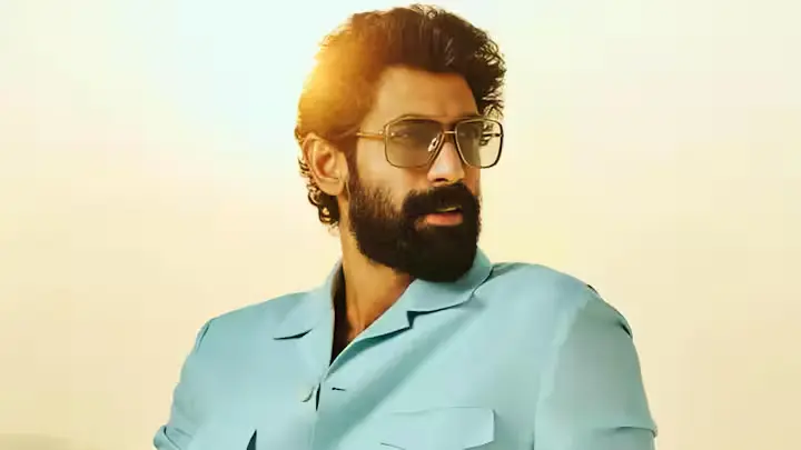 Rana Daggubati's portrait, posing with glasses